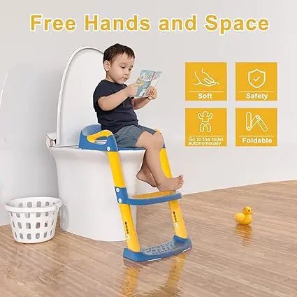 Toilet Seat with 2 Step Ladder | Toilet Trainer For Kids (Random Color)