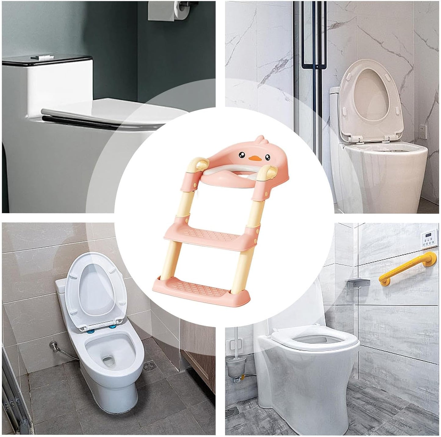 Toilet Seat with 2 Step Ladder | Toilet Trainer For Kids (Random Color)
