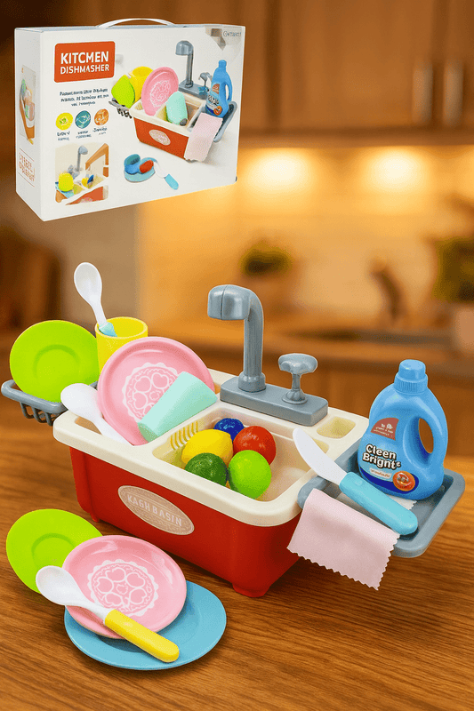 Manual Kitchen Dishwasher Sink Playset For Kids