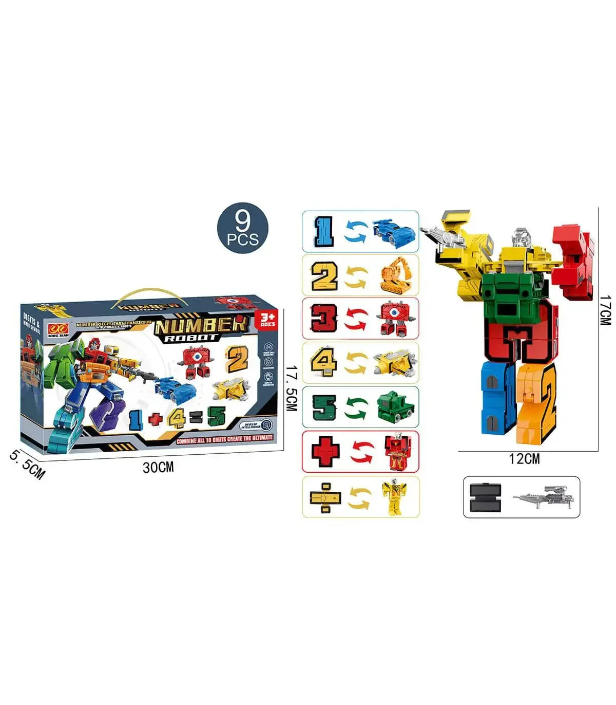 Transformer Robot With Number Figures 8 Pieces