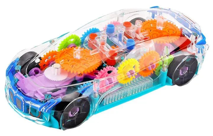 Transparent Electric Toy Car with Lights, Music & Universal Gear