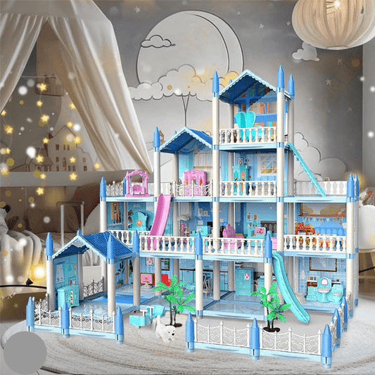 DIY Doll House Villa Set For Kids - Blue
