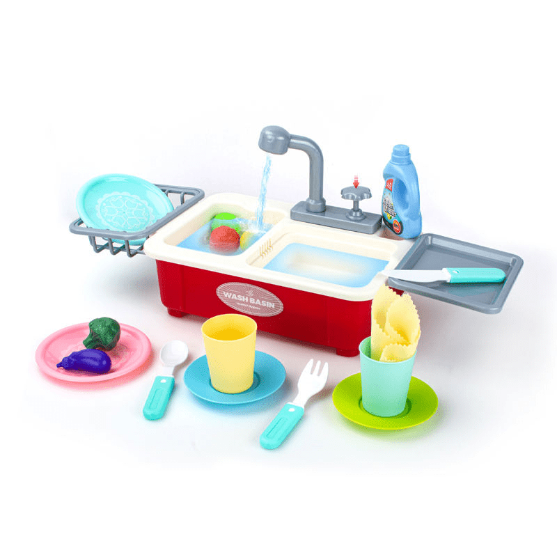Manual Kitchen Dishwasher Sink Playset For Kids