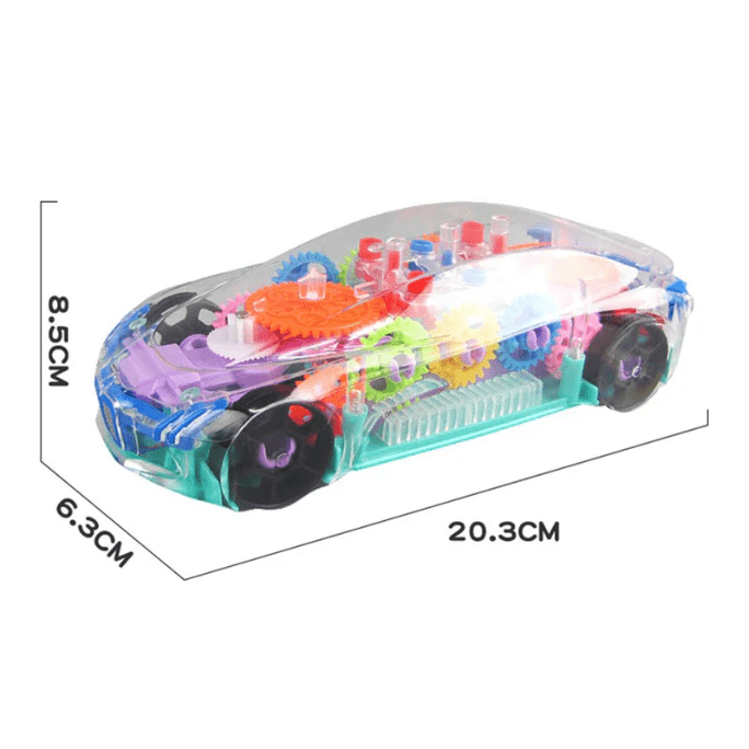 Transparent Electric Toy Car with Lights, Music & Universal Gear