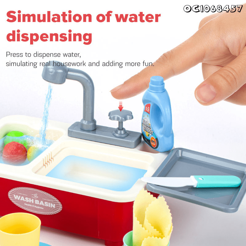 Manual Kitchen Dishwasher Sink Playset For Kids