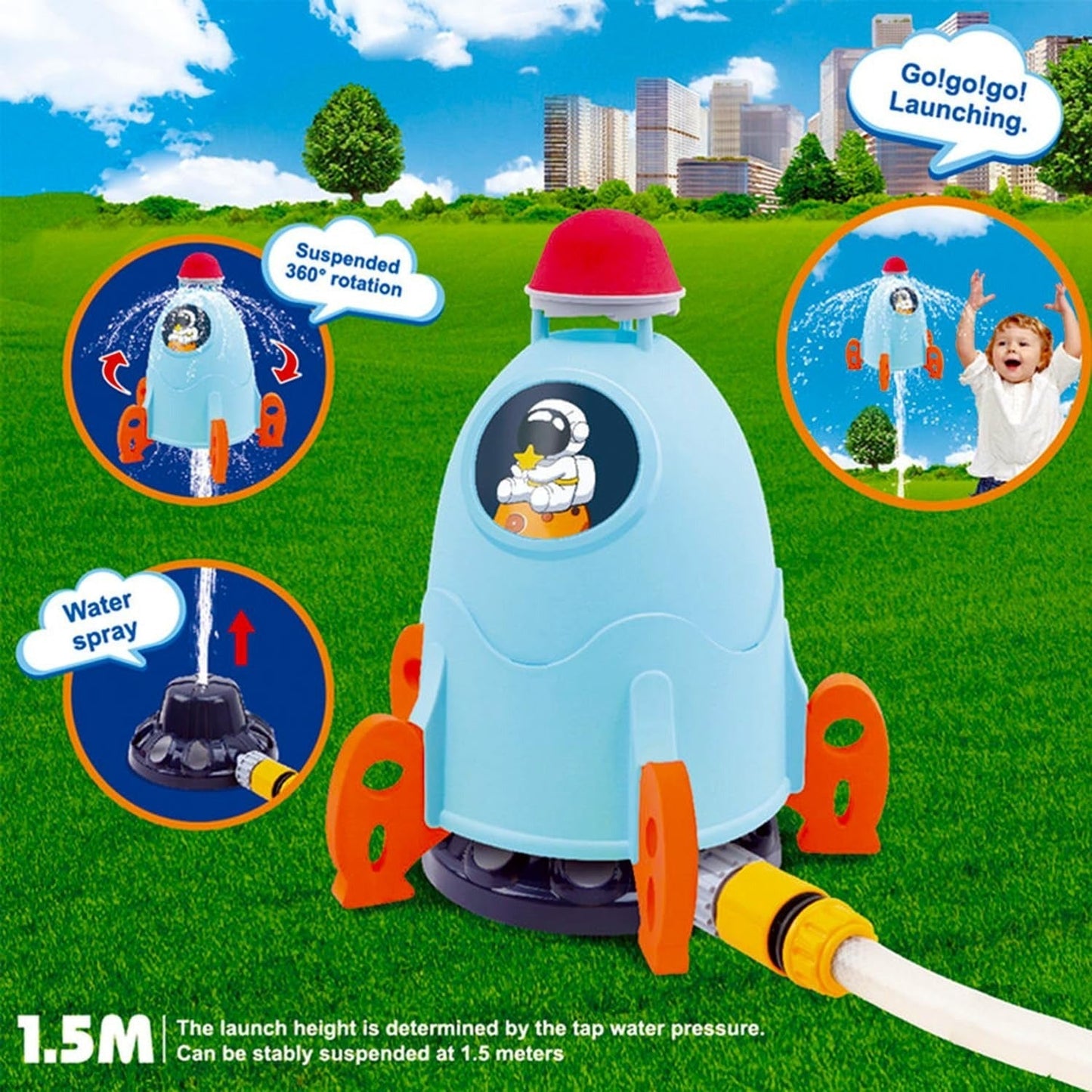 Outdoor 360 degree Rotation Rocket Water Spray